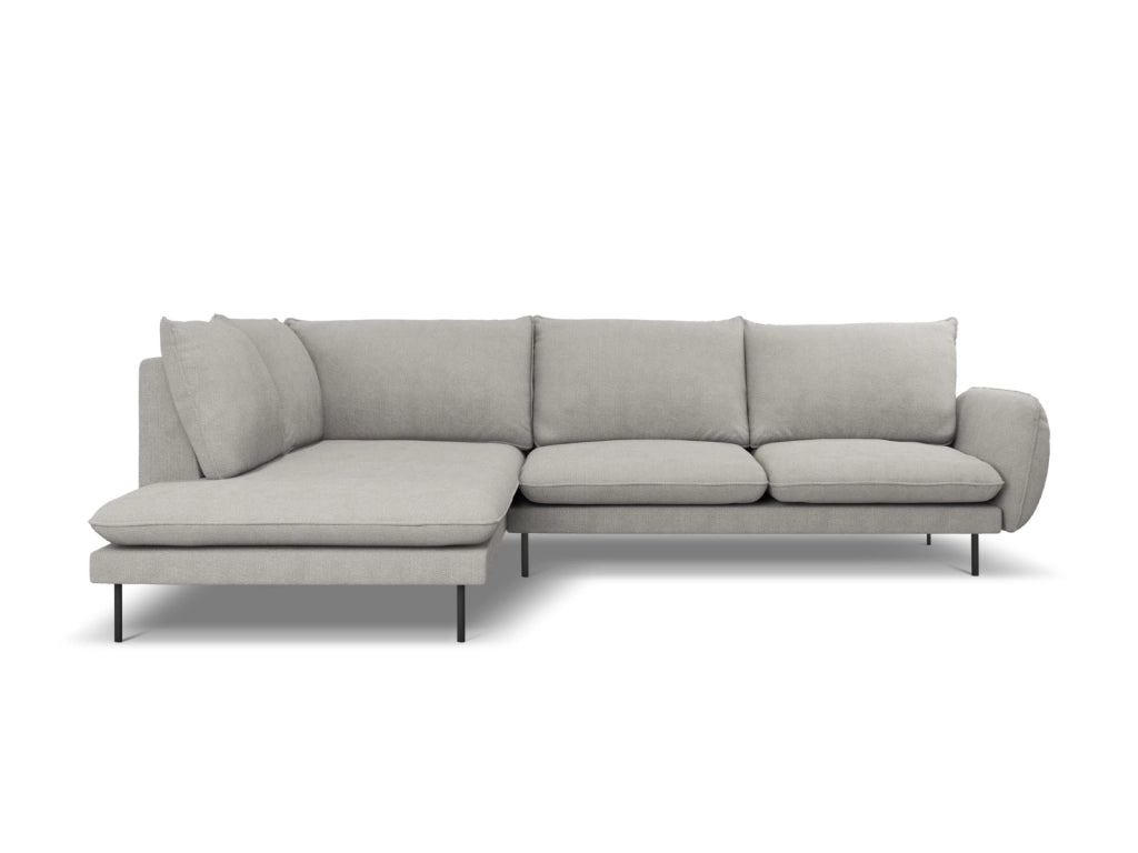 Cosmopolitan Design - Divano angolare sinistro "Vienna" 6 posti in tessuto strutturato grigio chiaro 