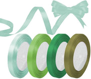 Lint Satinato a Tulle Verde - 4 Pacchi - 22 m - 10 mm - Lint da Cassetta - Regali di Natale - Matrimoni - Fai da Te
