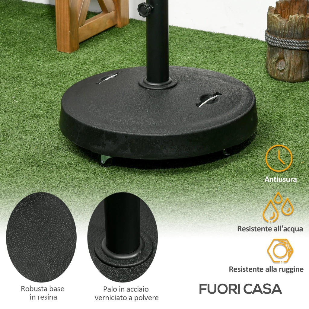 Base per Ombrellone con Rotelle ¨C zephmum ¨C Resina e Acciaio, Nero, ?53x41 cm