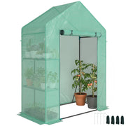 Serra da Giardino 143 x 73 x 195 cm con Scaffale a 2 Ripiani, Verde