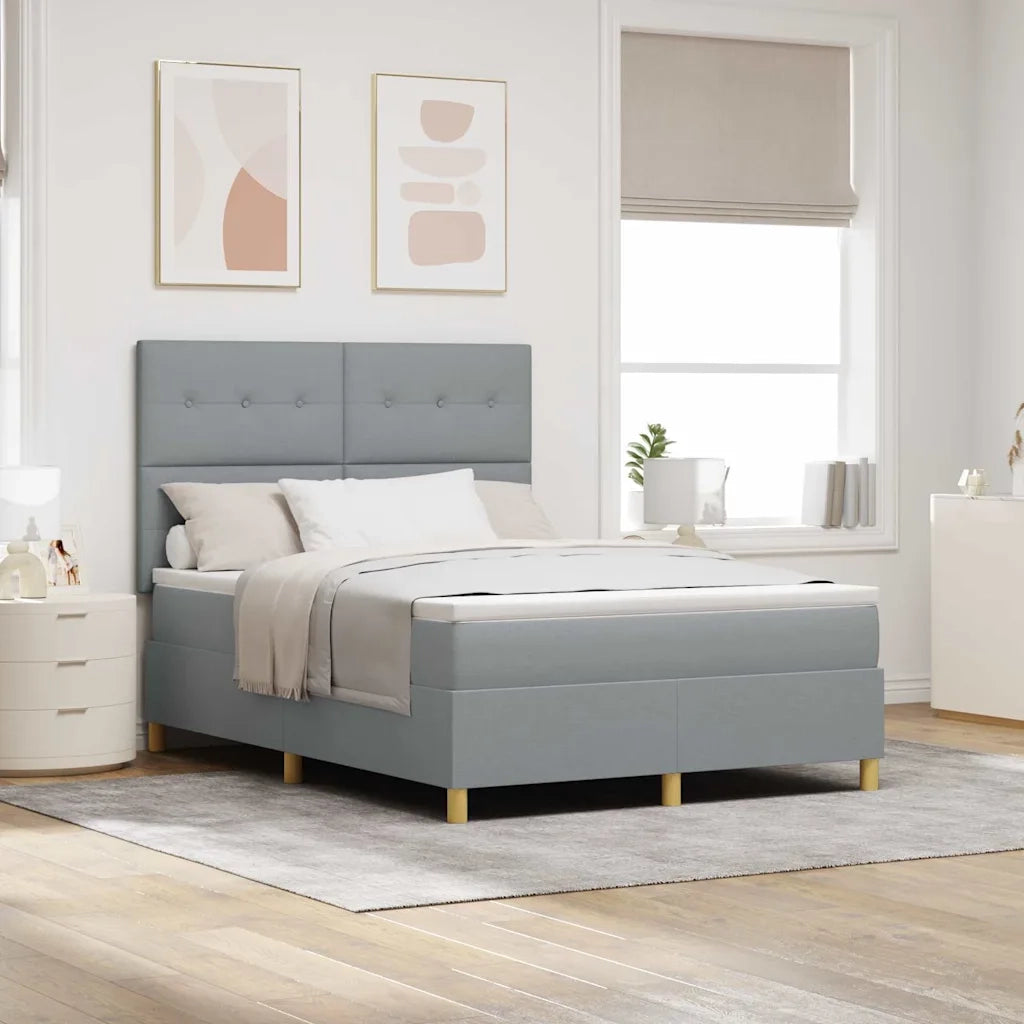 Letto a Sorgente LED Grigio chiaro 160 x 200 cm Tessuto