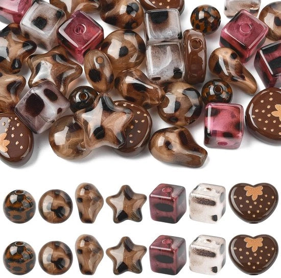 Pacchetto di filo acrilico per gioielli - 35 pezzi - 7 stili - stampa leopardo - attrezzature per l'oreficeria - materiali di alta qualità