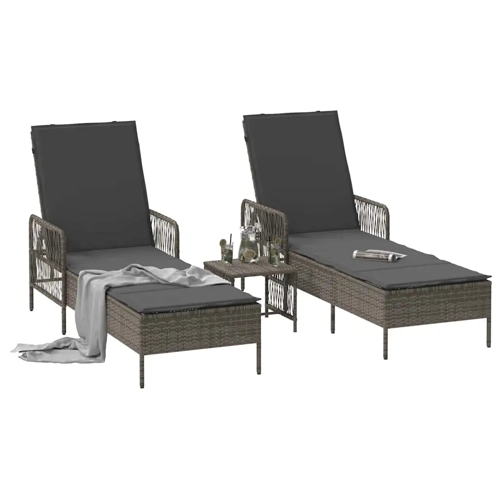 Lettino da sole 3 pcs Grigio e Grigio Scuro 55 x 200 x 92 cm 365434