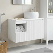 Set di mobili per il bagno 2 pz Bianco Legno ingegnerizzato 3404094
