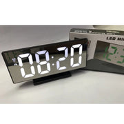 Trade Shop - Orologio Sveglia Datario Ds-3618l Specchio Termometro Digitale Da Tavolo Lcd -