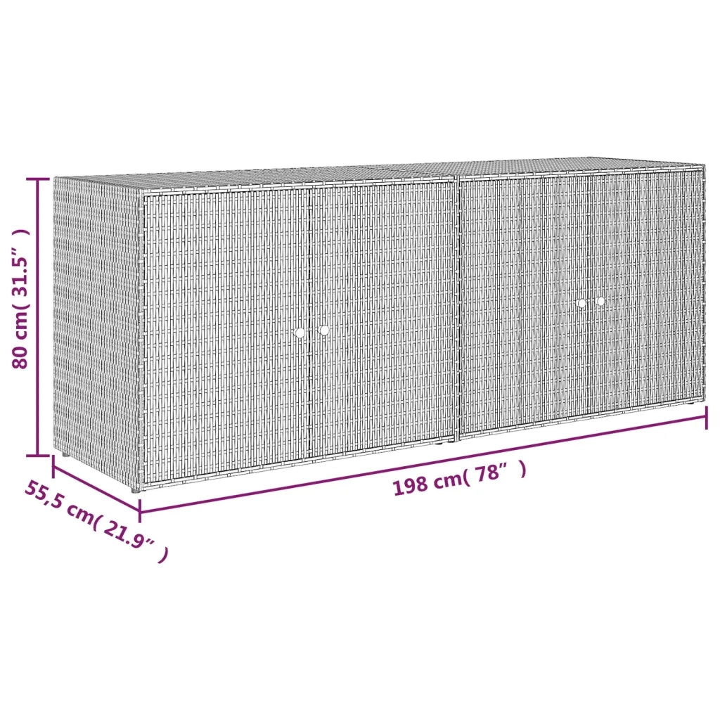 Mobile Portaoggetti da Giardino Grigio 198x55,5x80cm Polyrattan 319871