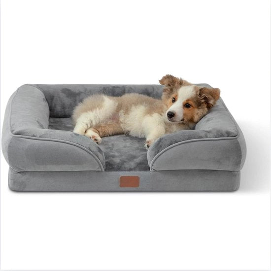 Letto per cani ortopedico, banco per cani ergonomico con schiuma di gommapiuma per cani grandi, medi e piccoli, lavabile, letti per cani con superficie antiscivolo, misure 106 x 80, 89 x 63, 71 x 58 cm