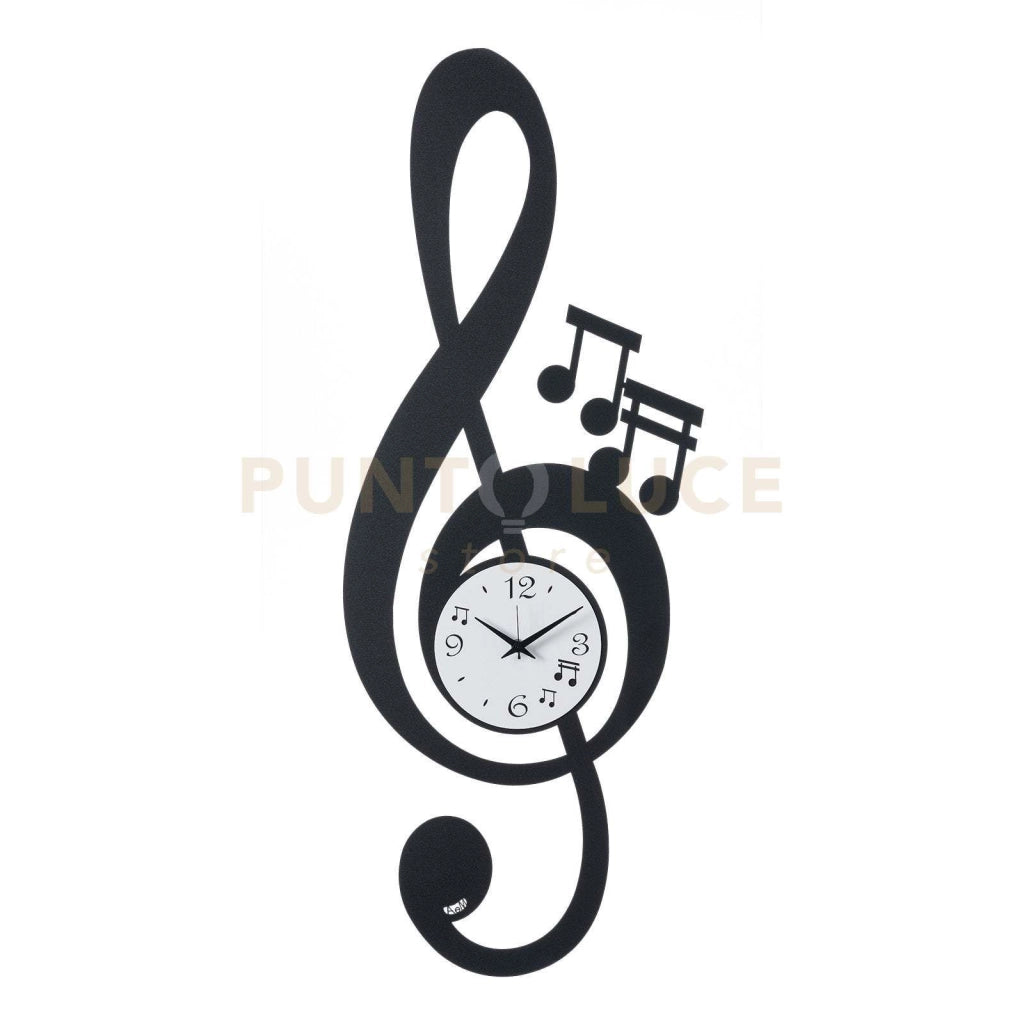 Orologio da parete di design Chiave Musicale Nero
