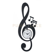 Orologio da parete di design Chiave Musicale Nero