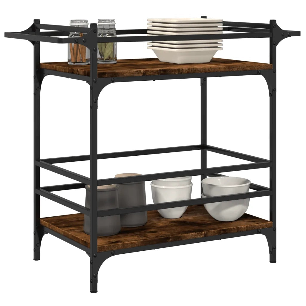 Carrello da Cucina-Scaffale per Cucina Rovere Fumo 82x40x78,5 cm Legno Multistrato