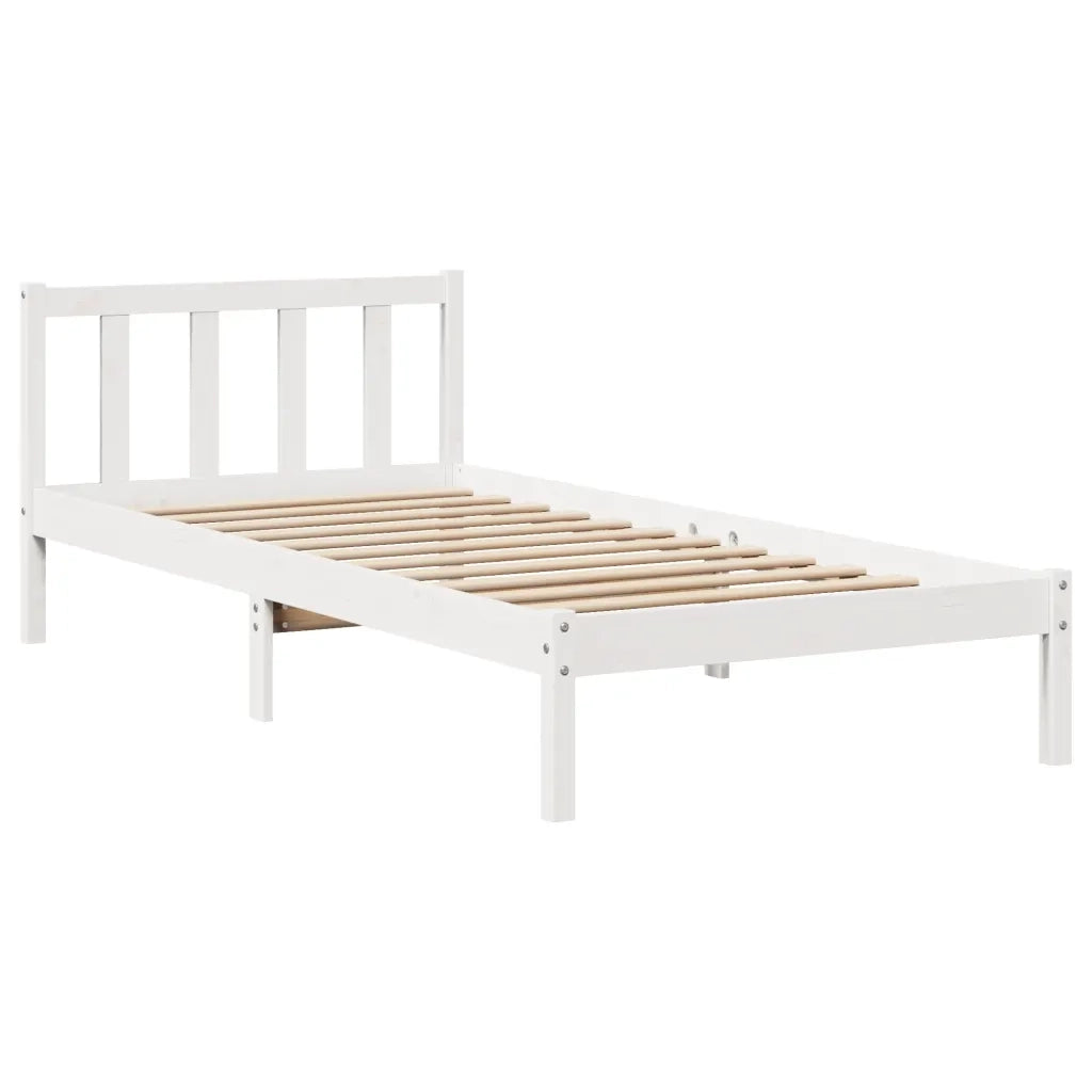 Giroletto senza Materasso-Struttura Letto Bianco 100x200 cm Legno Massello Pino 783232