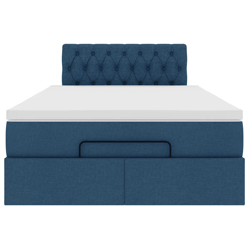 Struttura Letto Pouf con Materasso Blu 120x190 cm in Tessuto 3311531