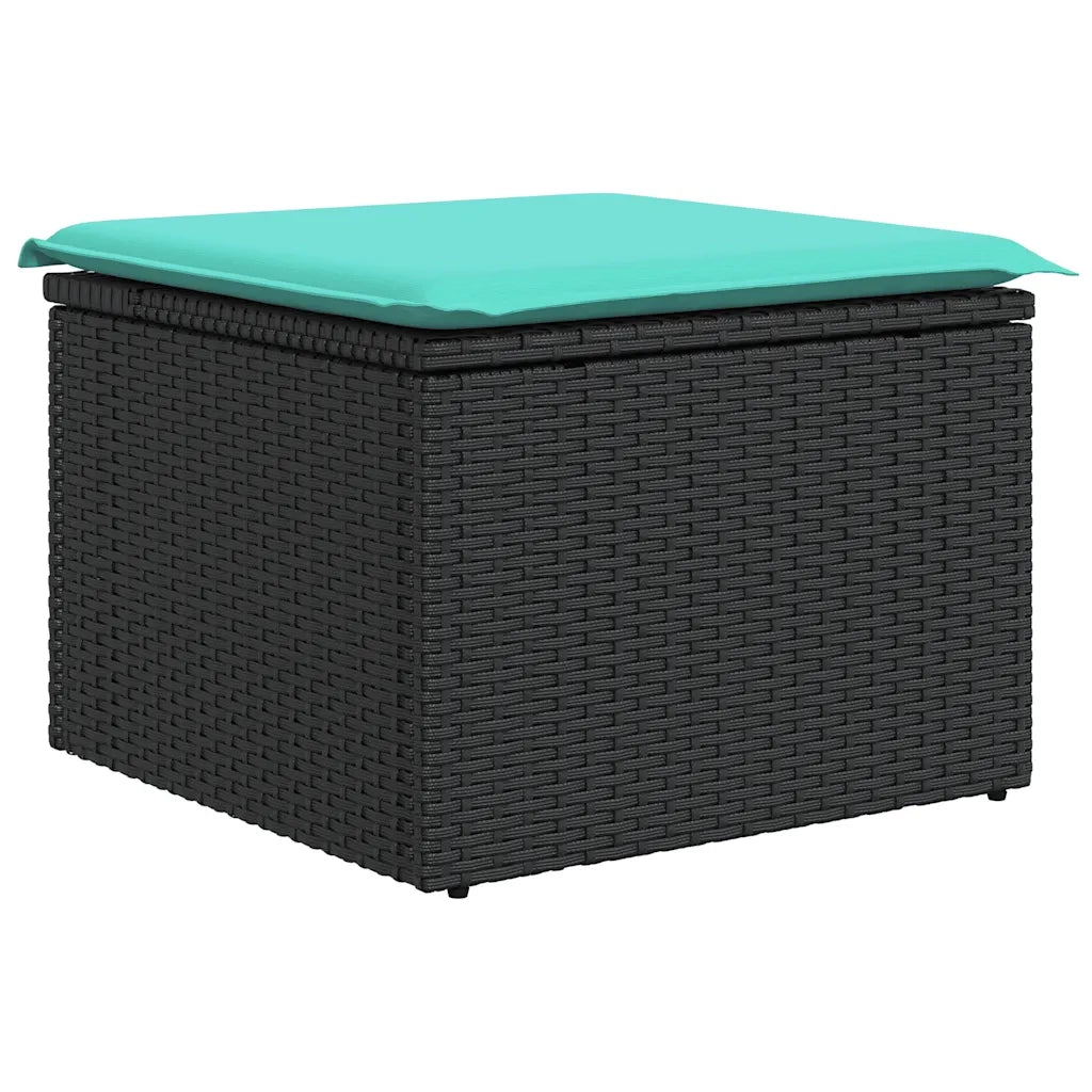 Set Divani da Giardino con Cuscini 7pz Nero Polyrattan