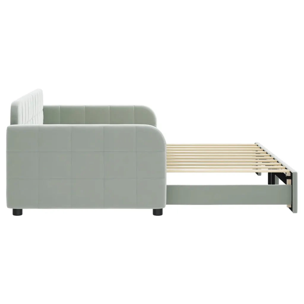Divano Letto con Letto Estraibile Grigio Chiaro 90x190 Velluto