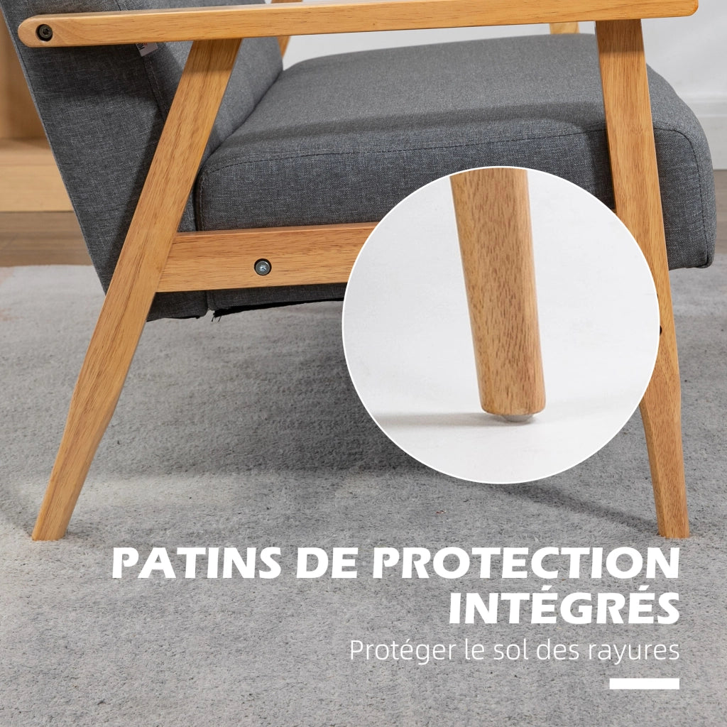 Divano 3 posti scandinavo ¨C Xylo ¨C tessuto grigio imbottito con schienale capitonn¨¦ 154,5 cm