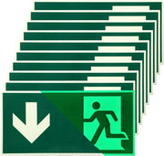 Pannelli di uscita di emergenza 10 pezzi illuminanti 300 x 150 mm con freccia verso il basso