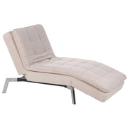 Chaise longue Velluto Beige capitonnè Schienale e Gambe Regolabili Modern Glam