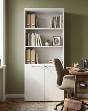 Armadio ufficio Alaska - Mobile archivio 2 ante con serratura - 4 mensole incluse - L. 90 x H. 199 x P. 42,5 cm – Bianco_