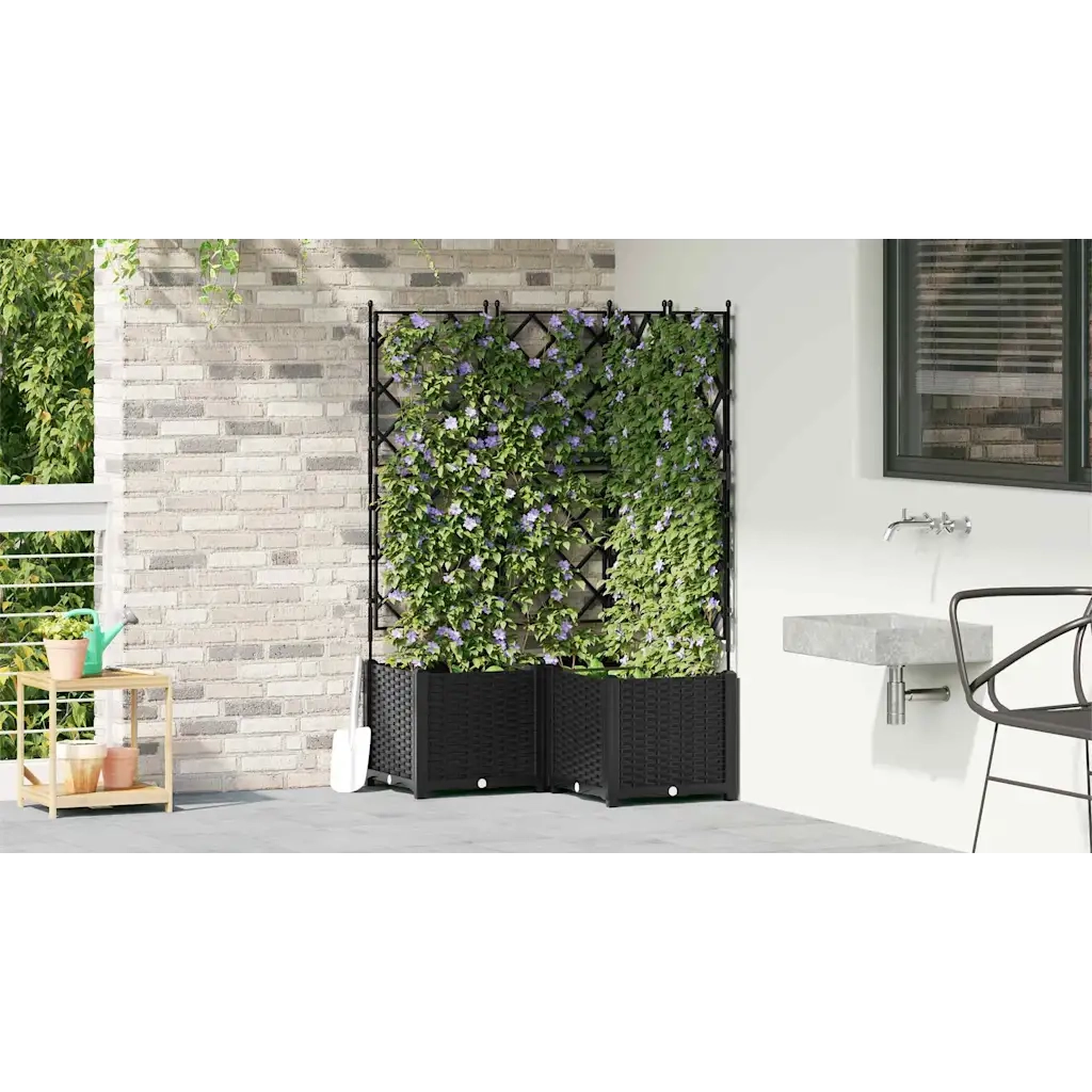 Vaso da giardino 3 pcs Nero 80 x 80 x 143 cm Plastica 42002841