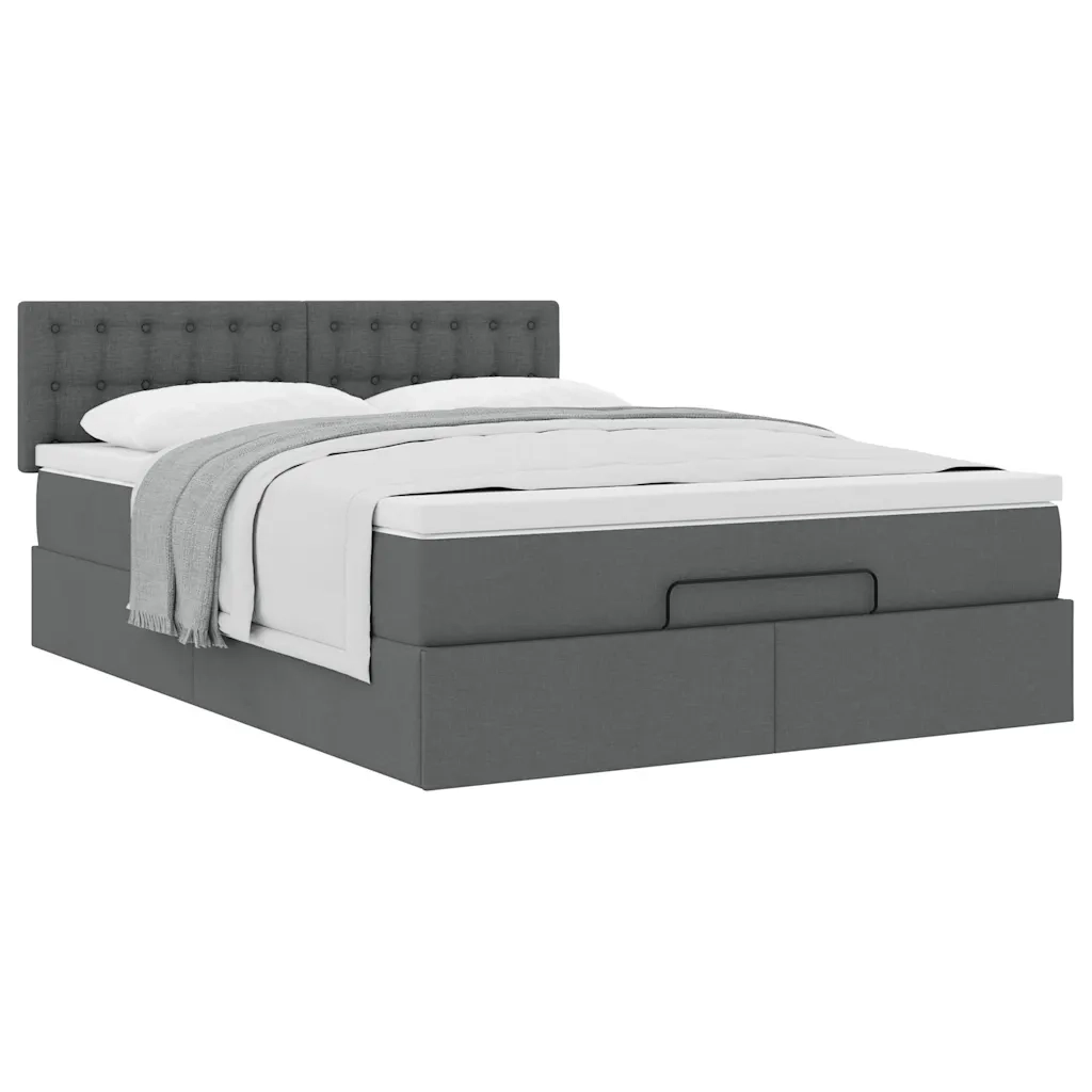 Pouf Letto con Materasso Grigio Scuro 140x190 cm in Tessuto 3311623