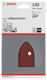 2608607430 - Set di fogli abrasivi da 5 pz. C430 ,  P120 EXPERT for LEGNO+VERNICE