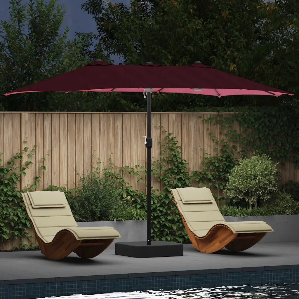 vidaXL Ombrello da giardino Rosso bordò 385 x 209 x 244 cm Tessuto