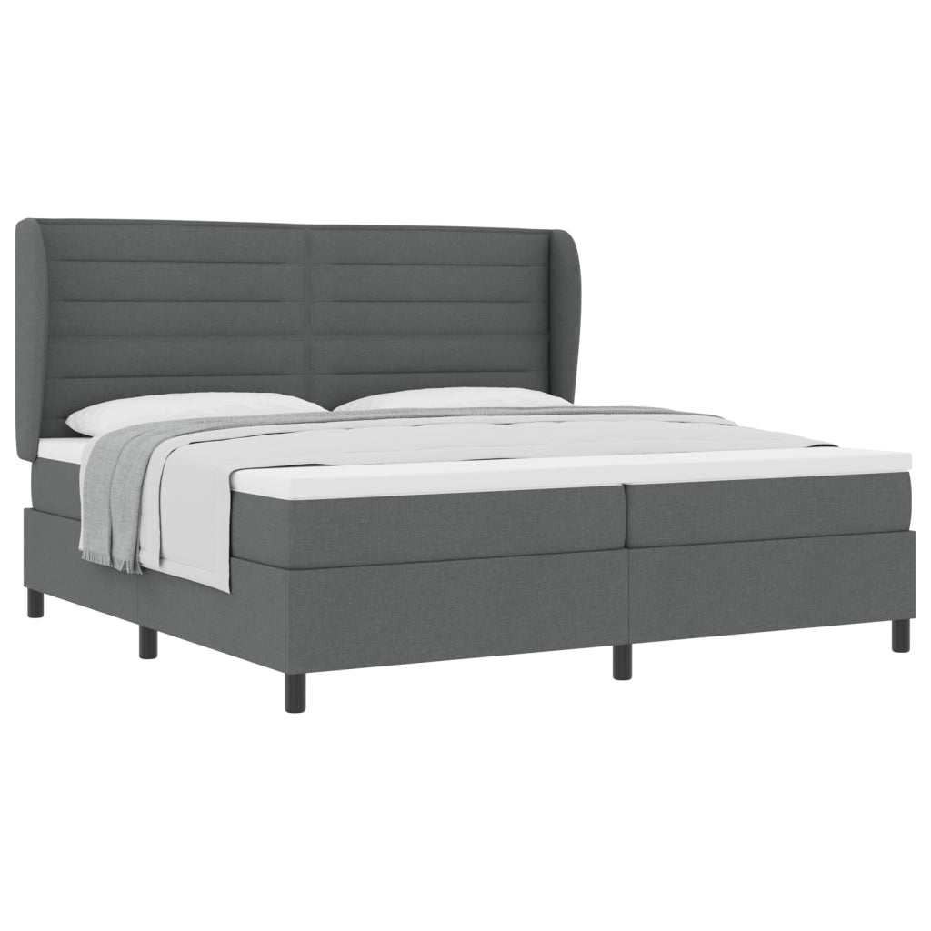 Letto Box Spring con Materasso Grigio Scuro 200x200 cm Tessuto