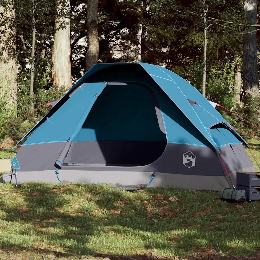 Tenda da Campeggio | Tenda Familiare a Cupola per 4 Persone Blu Impermeabile