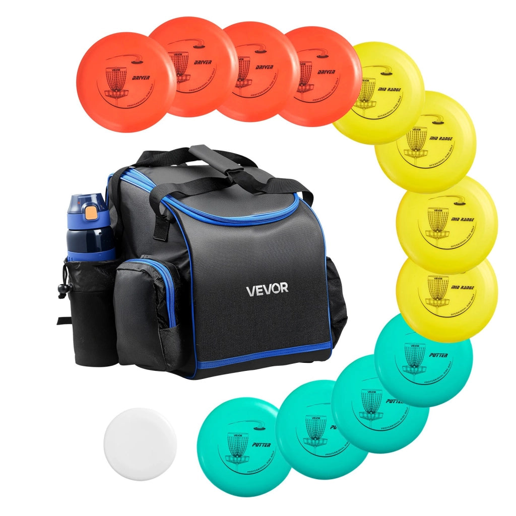 Set da Disc Golf 12+1 Pezzi JY005-S70003 in TPE con Driver Putter Mid-Range Zaino e Marcatore Robusto e Portatile per Giardino