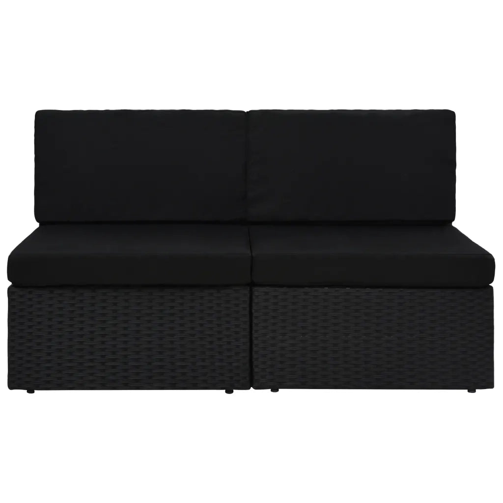 Divano Modulare a 2 Posti in Polyrattan Nero cod mxl 65823