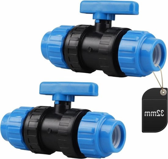 Viti per tubo in PE - Connettore in PP - Connettore a vite - 32 mm (Blu)