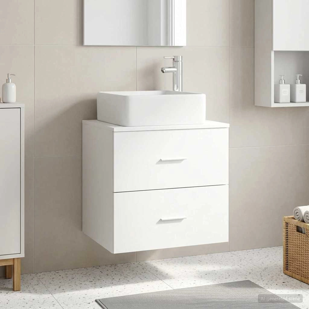 Mobile Lavabo da Parete Bianco 53 x 34,5 x 63 cm 890286