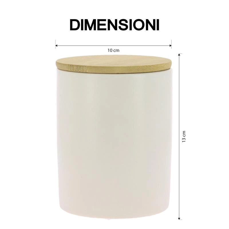 MAURY'S SET 2 BARATTOLI TONDI 10X13 CM SALE E ZUCCHERO CON TOP IN LEGNO