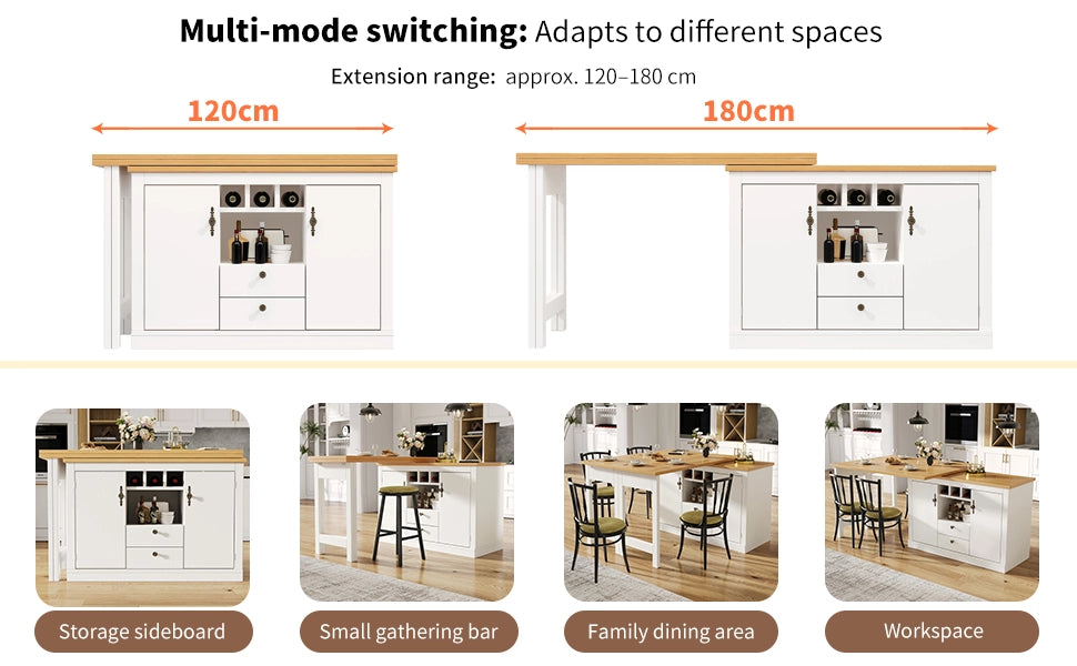 Bartisch Allungabile con Vano Contenitore ¨C MINIMAL ¨C Bianco/Nero, 120-180 cm
