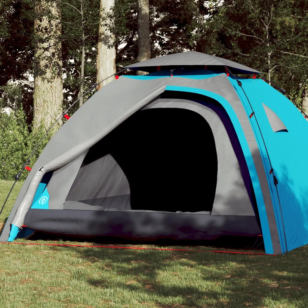 Tenda a Cupola da Campeggio 4 Persone-Tenda per Escursionismo Blu a Rilascio Rapido 290392