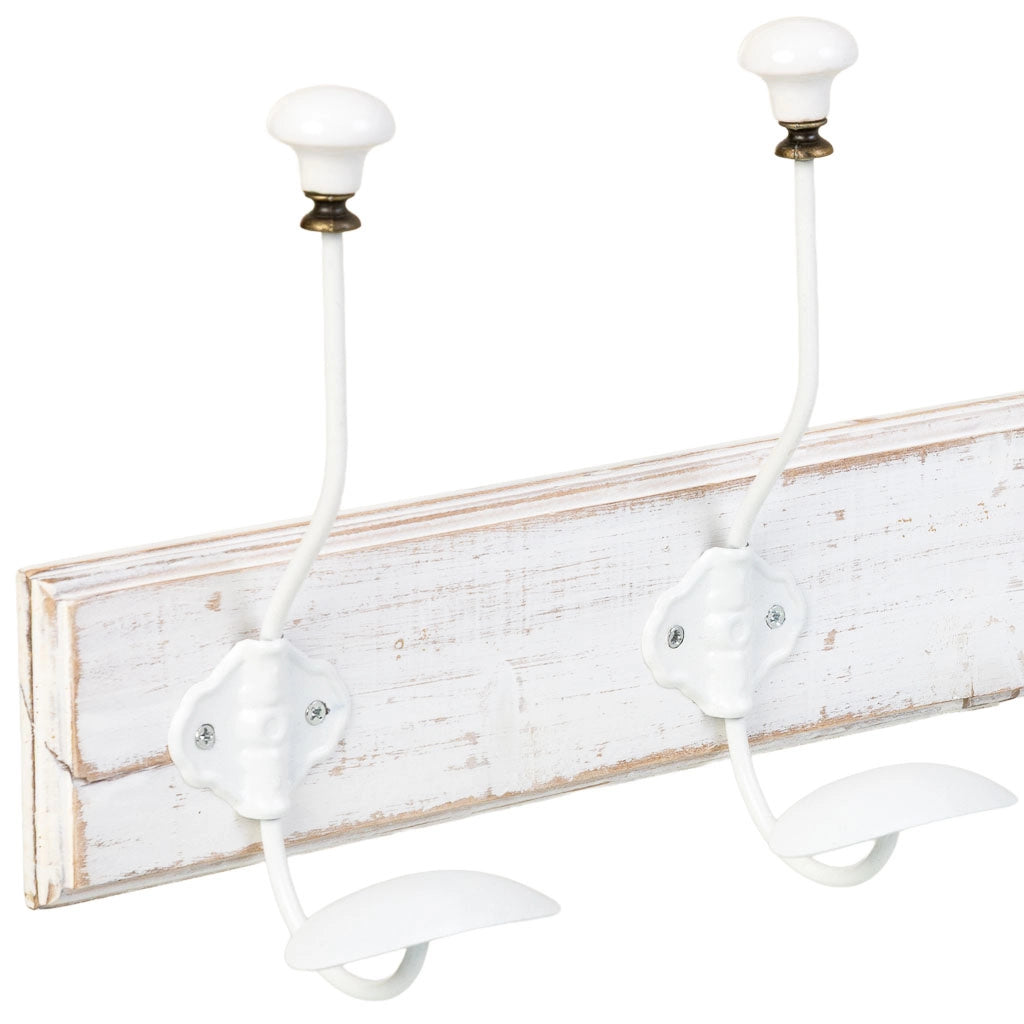 Appendiabiti da parete in legno con 4 ganci 52x1,3x8h cm