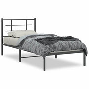 Letto singolo | Letto per adulti | Giroletto con Testiera in Metallo Nero 90x200 cm