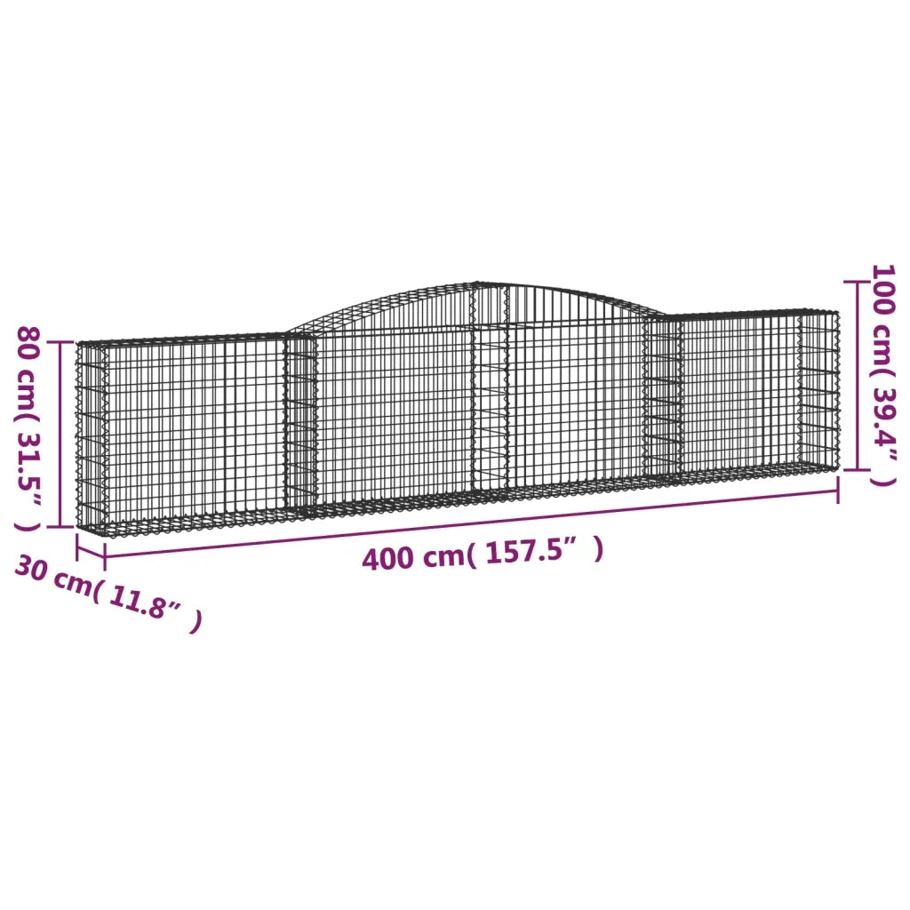 Cesti Gabbioni ad Arco 8 pz 400x30x80/100 cm Ferro Zincato 3146859