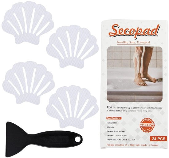 Antislip badstickers, 24 pezzi, adesivi di sicurezza per bagno, vasche da bagno, docce, scalini, autoadesivi, schermatura (incolore)