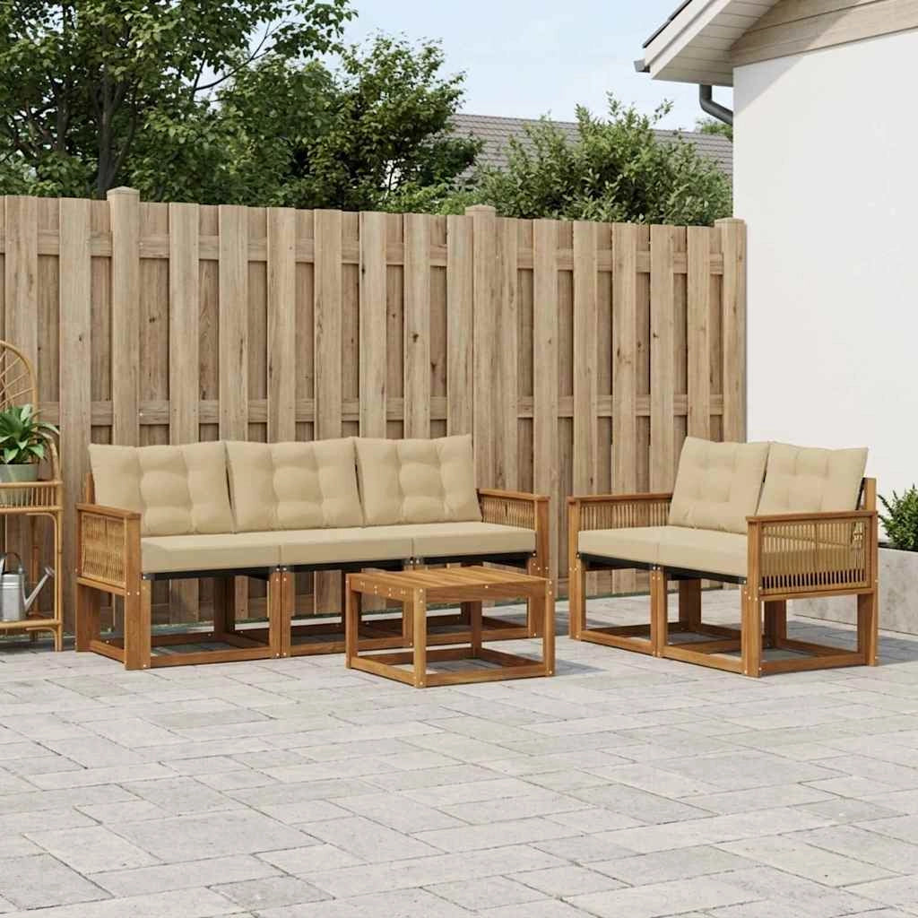 Set di divani da esterno 6 pz Naturale e Beige 3381781