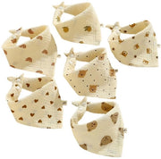 Set di 6 slabbetti per bambino a forma triangolare, sciarpa per bambino bandana, doek mousseline, slabbetti regolabili per ragazzi e ragazze, assorbenti per la saliva dei bambini.