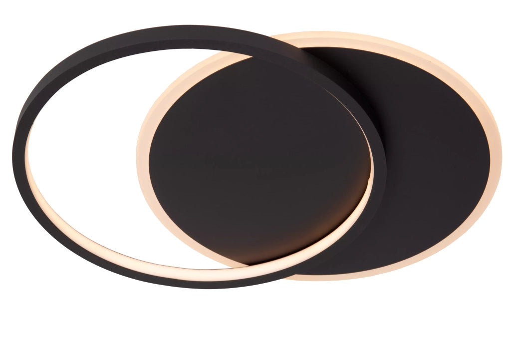 Plafoniera LED moderna 2 cerchi nera 39 cm 24W Axelle Lucide