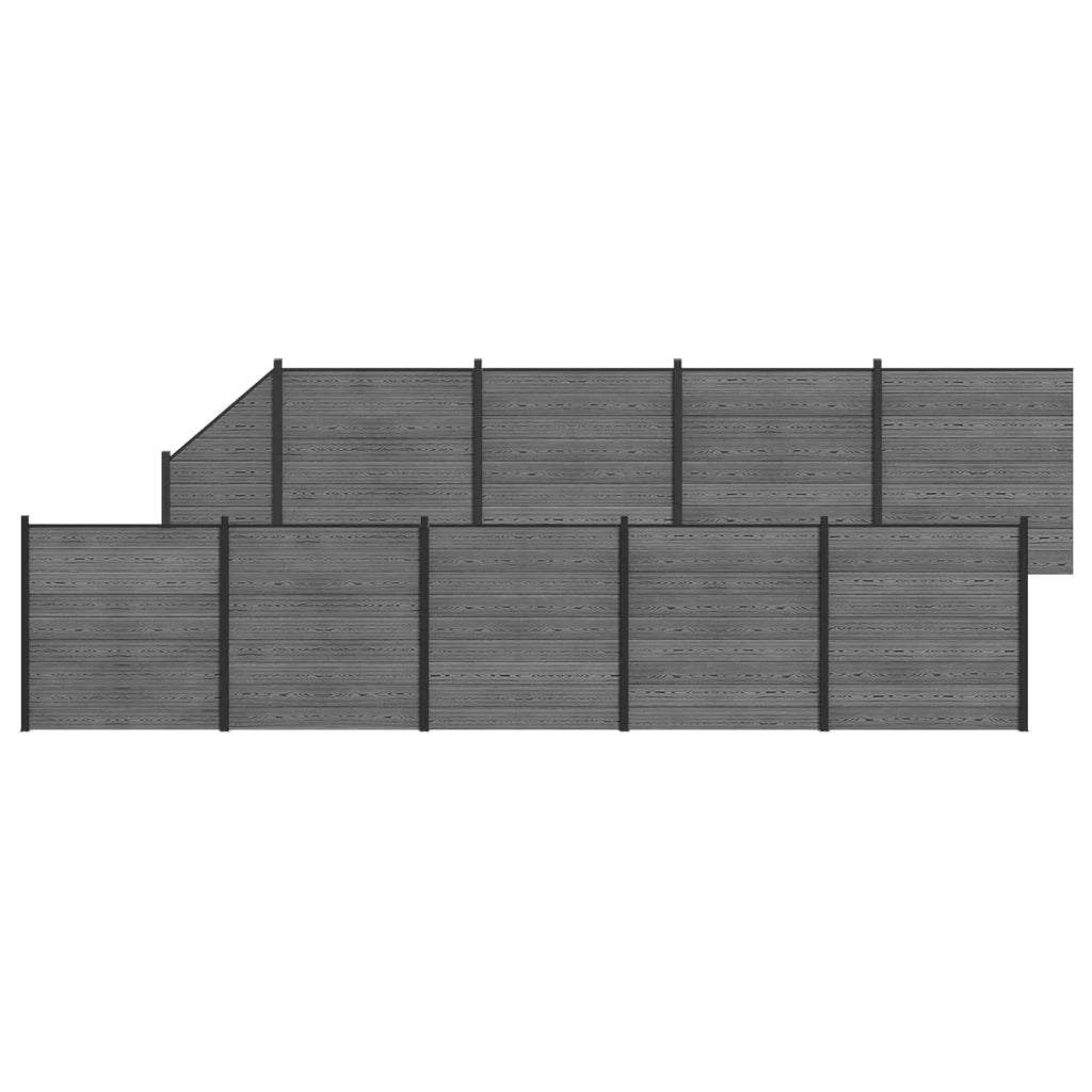 Set di Recinzione 10 pz 1657 x 186 cm WPC e Alluminio Grigio 3429410