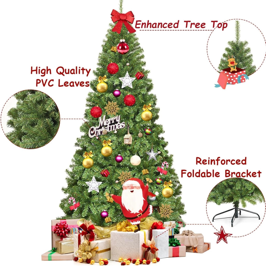 Albero di Natale Artificiale 150/180/210/230/270cm in PVC, Albero di Natale ad Apertura Automatica ad Ombrello con Base, Christmas Tree (230 cm, Verde)