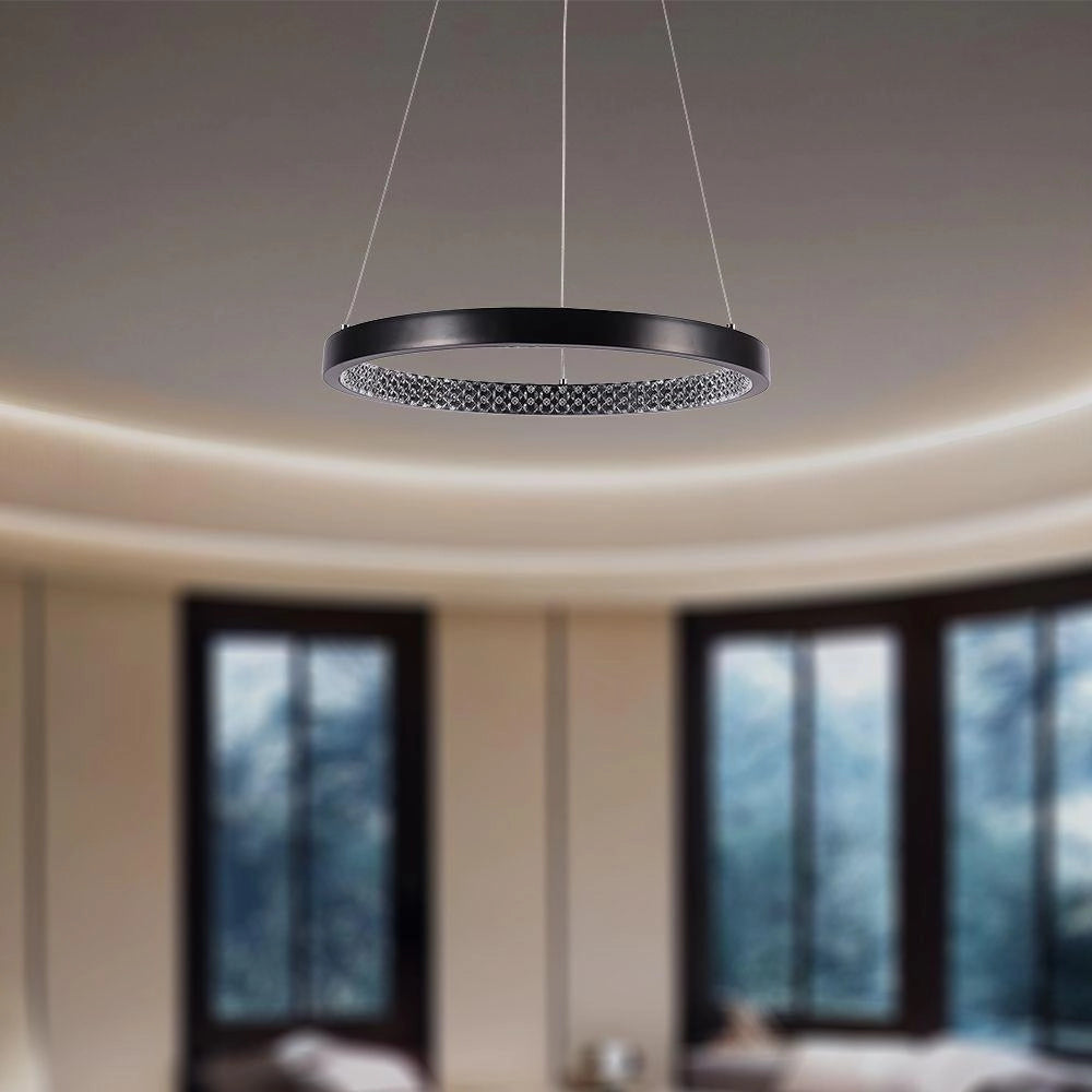 Lampada a sospensione LED 4000K anello nero V-TAC Ø40