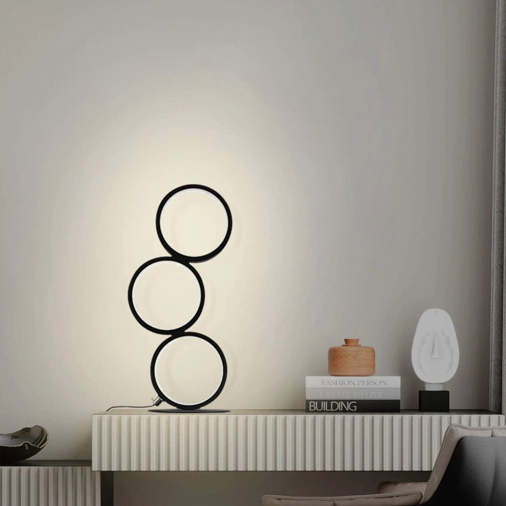 ZMH Lampada da tavolo LED nera anello scrivania comodino per camera letto