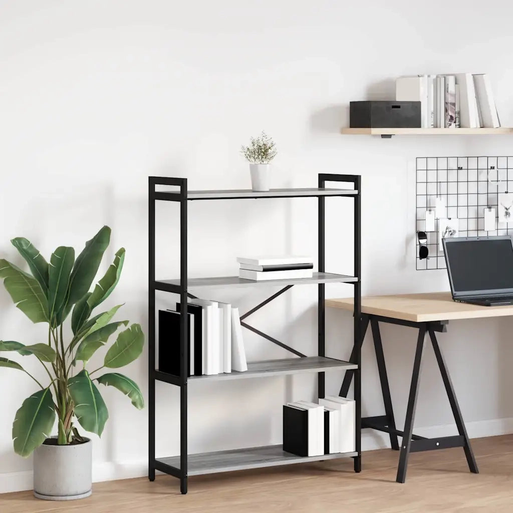 Libreria-Scaffale per Libri-Mobile di Stoccaggio Grigio sonoma 80 x 30 x 120 cm Legno multistrato