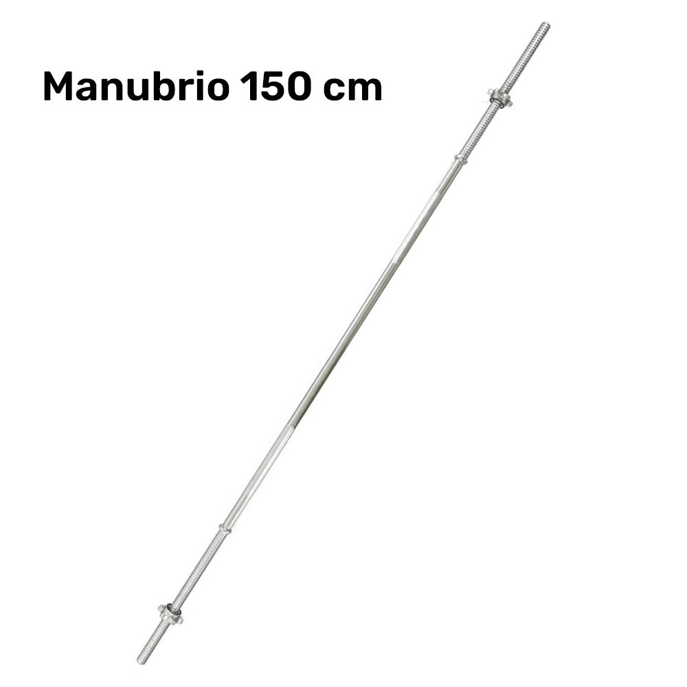 Trade Shop - Barra Bilanciere Lunghezza 150 Cm Antiscivolo Acciaio Cromato Palestra Fitness -