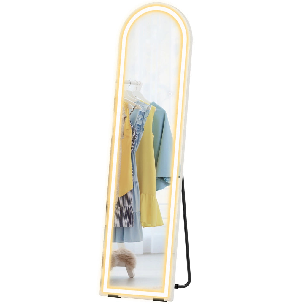 Specchio Corpo Intero LED ad Arco ¨C zephmum ¨C Bianco 150x40cm Dimmabile 3 Luci
