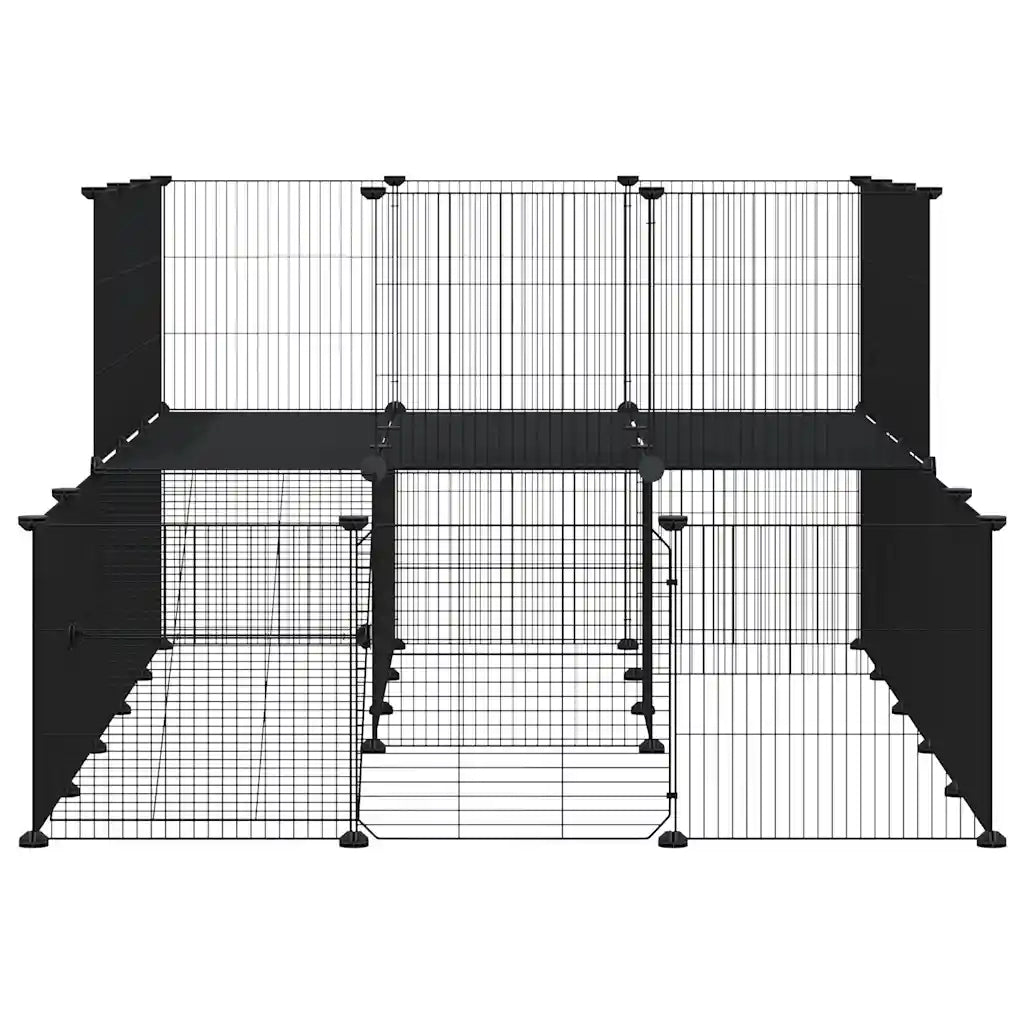 Gabbia per Animali 44 Pannelli con Porta Nera 35x35 cm Acciaio 3114063
